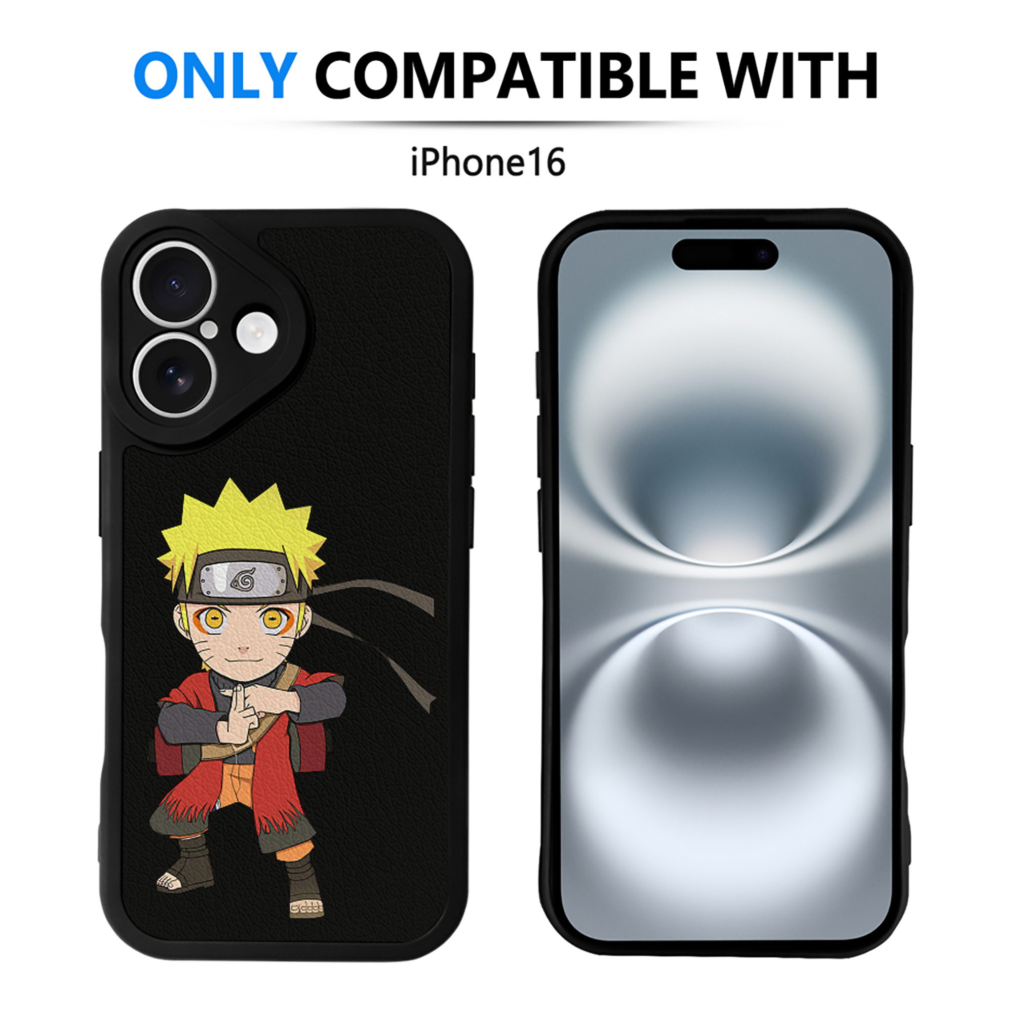 （画像用） NARUTO -ナルト- うずまき ナルト Uzumaki Naruto 【iPhone 16シリーズ対応】シリコンスマホケース（レザー調） 材質：シリコン